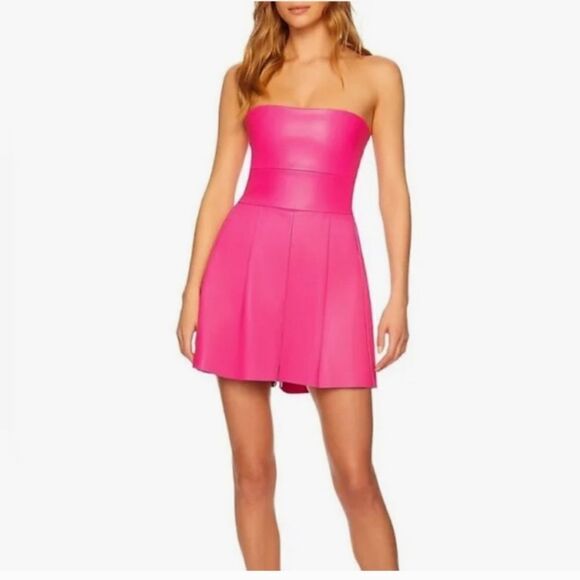 Susana Monaco Dresses & Skirts - Susana Monaco Revolve women's faux leather cutout pull - on romper in pink Large
